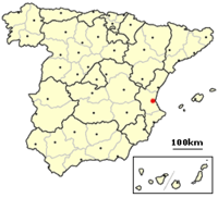 Poloha Valencie na mapě Španělska